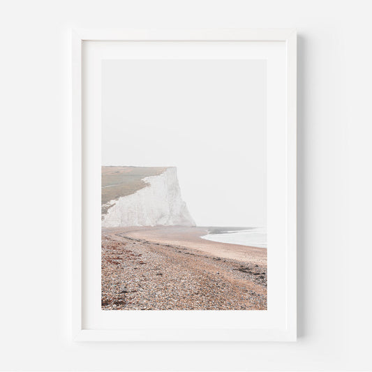Coastal Serenity: Stunning Oil Painting of White Cliffs and Tranquil Beach Scene