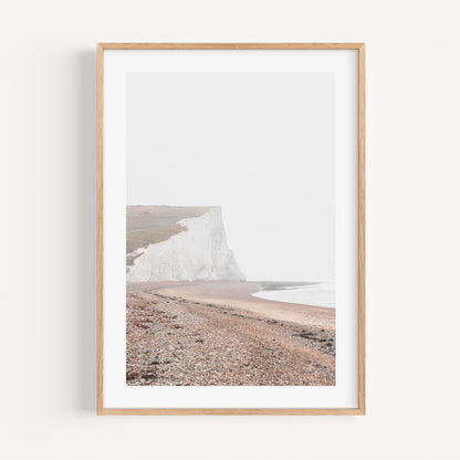 Coastal Serenity: Stunning Oil Painting of White Cliffs and Tranquil Beach Scene