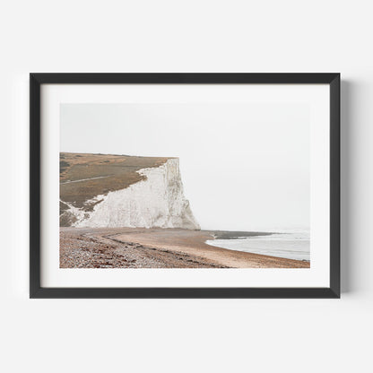 Stunning Oil Painting of Seven Sisters White Cliffs and Serene Beach Landscape