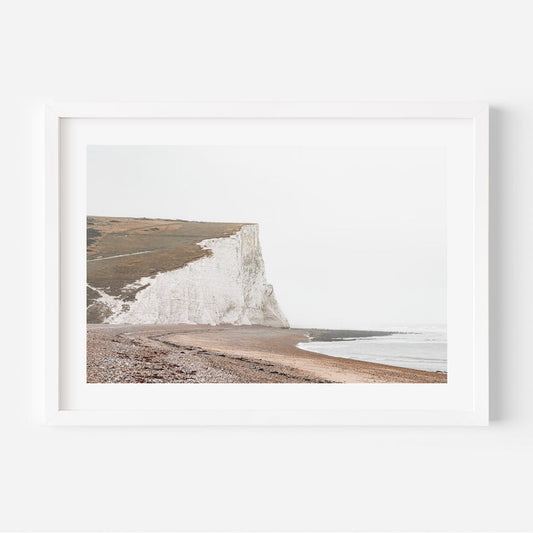 Stunning Oil Painting of Seven Sisters White Cliffs and Serene Beach Landscape