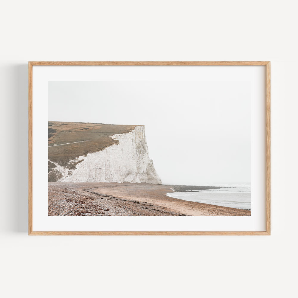 Stunning Oil Painting of Seven Sisters White Cliffs and Serene Beach Landscape