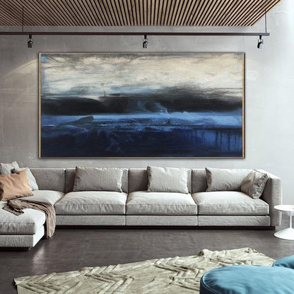 Serene Morning Ocean Landscape Oil Painting for Modern Home Decor