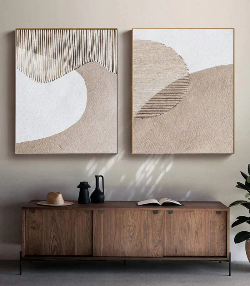 Neutral Beige and Brown Abstract Canvas Art for Modern Home Decor