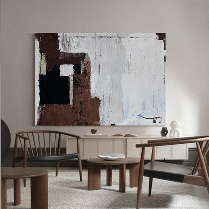 Contemporary Abstract Oil Painting with Rich Textures and Earthy Tones