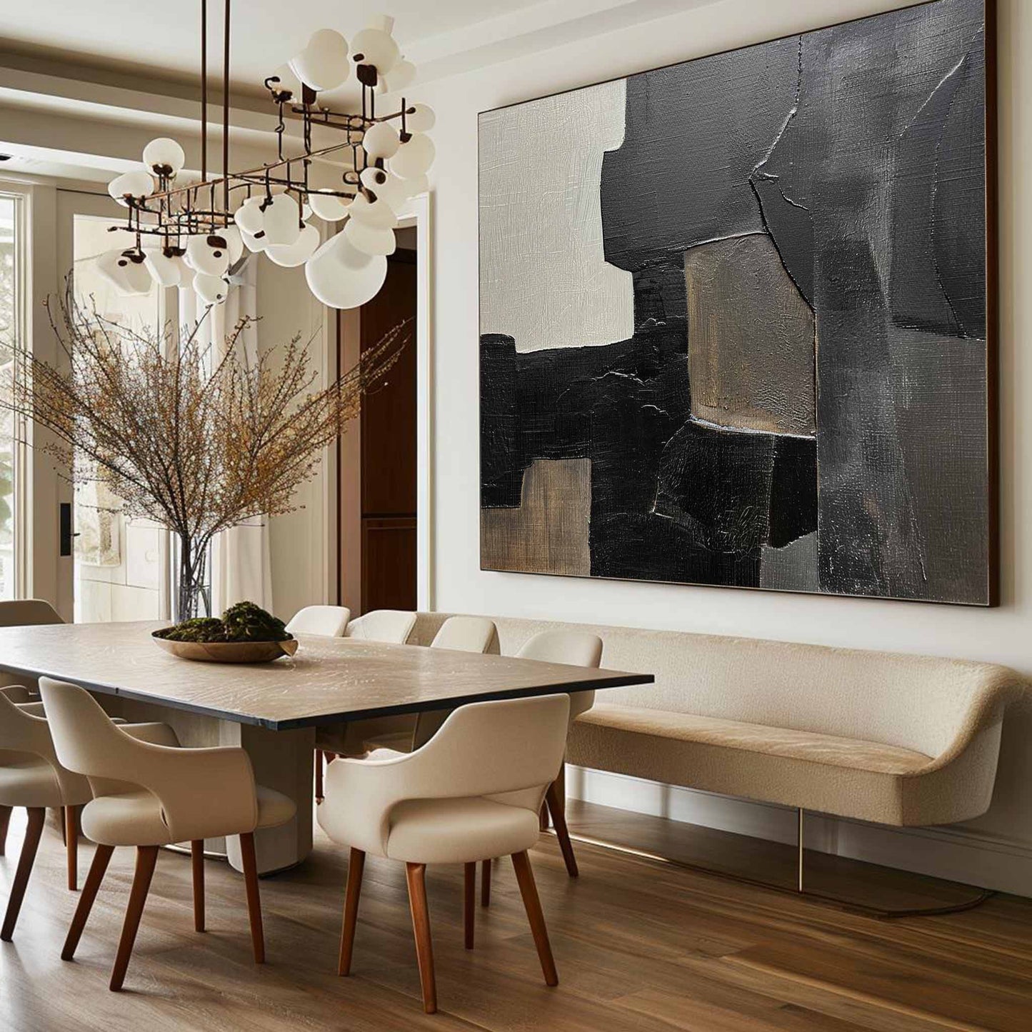 Contemporary Black and Grey Abstract Wall Art for Modern Home Decor
