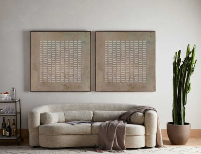 Modern Minimalist Set of Two Abstract Oil Paintings for Contemporary Decor