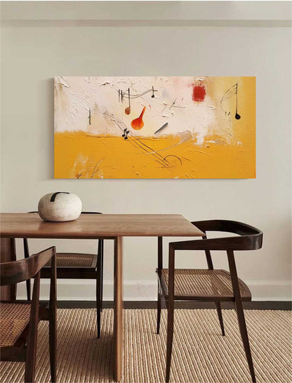 Colorful Abstract Oil Painting with Musical Motifs for Modern Home Decor