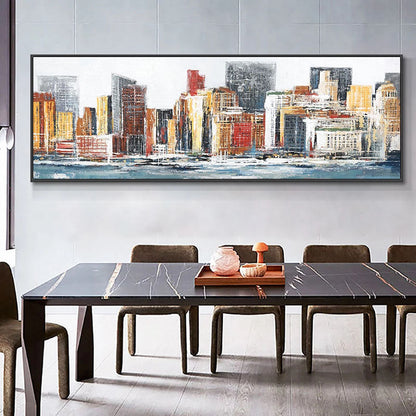 Vibrant Chicago Skyline Oil Painting - Urban Landscape Art for Modern Interiors