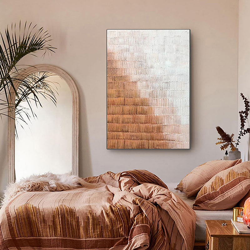 Textured Beige and White Abstract Oil Painting for Modern Home Decor