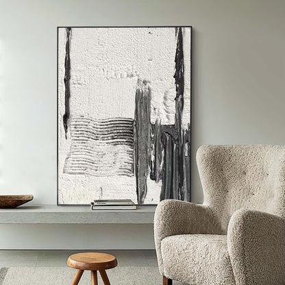 Contemporary Black and White Abstract Oil Painting for Modern Home Decor