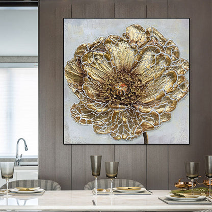 Elegant Gold Dandelion Oil Painting for Luxurious Home Decor