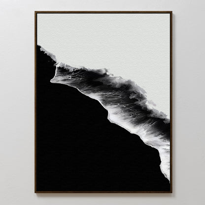 Stunning Black and White Ocean Abstract Oil Painting for Modern Home Decor