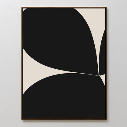 Stylish Black and Beige Botanical Abstract Oil Painting for Modern Home Decor