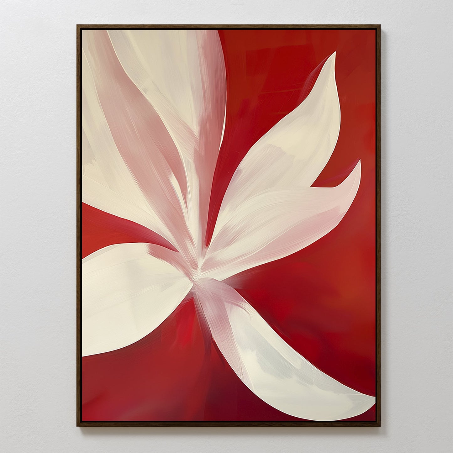 Vibrant Red Abstract Floral Oil Painting for Modern Home Decor