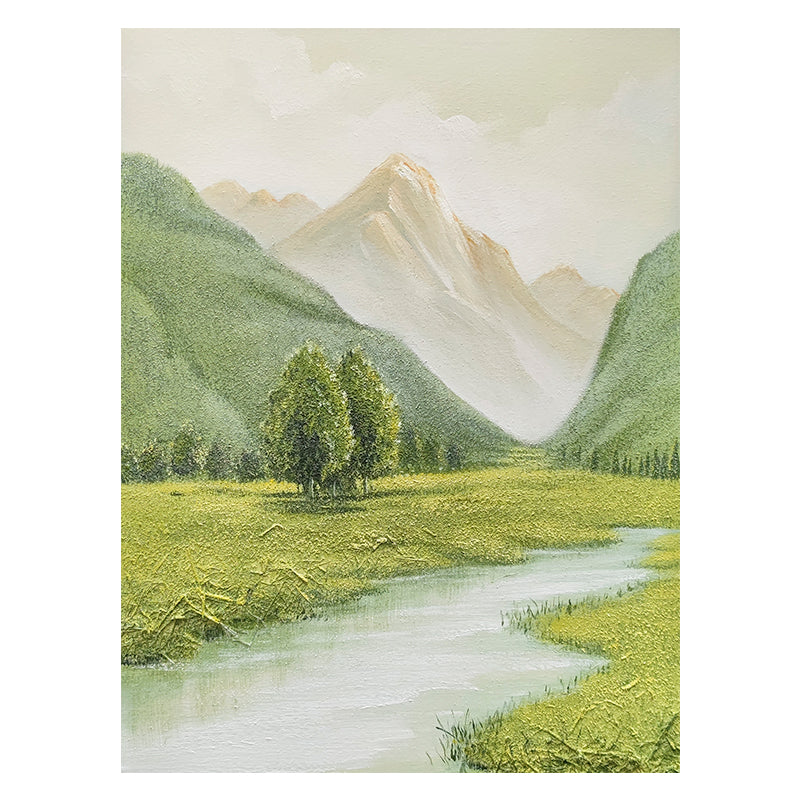 River Mountain European Scenic Meadow Oil Painting 119RM