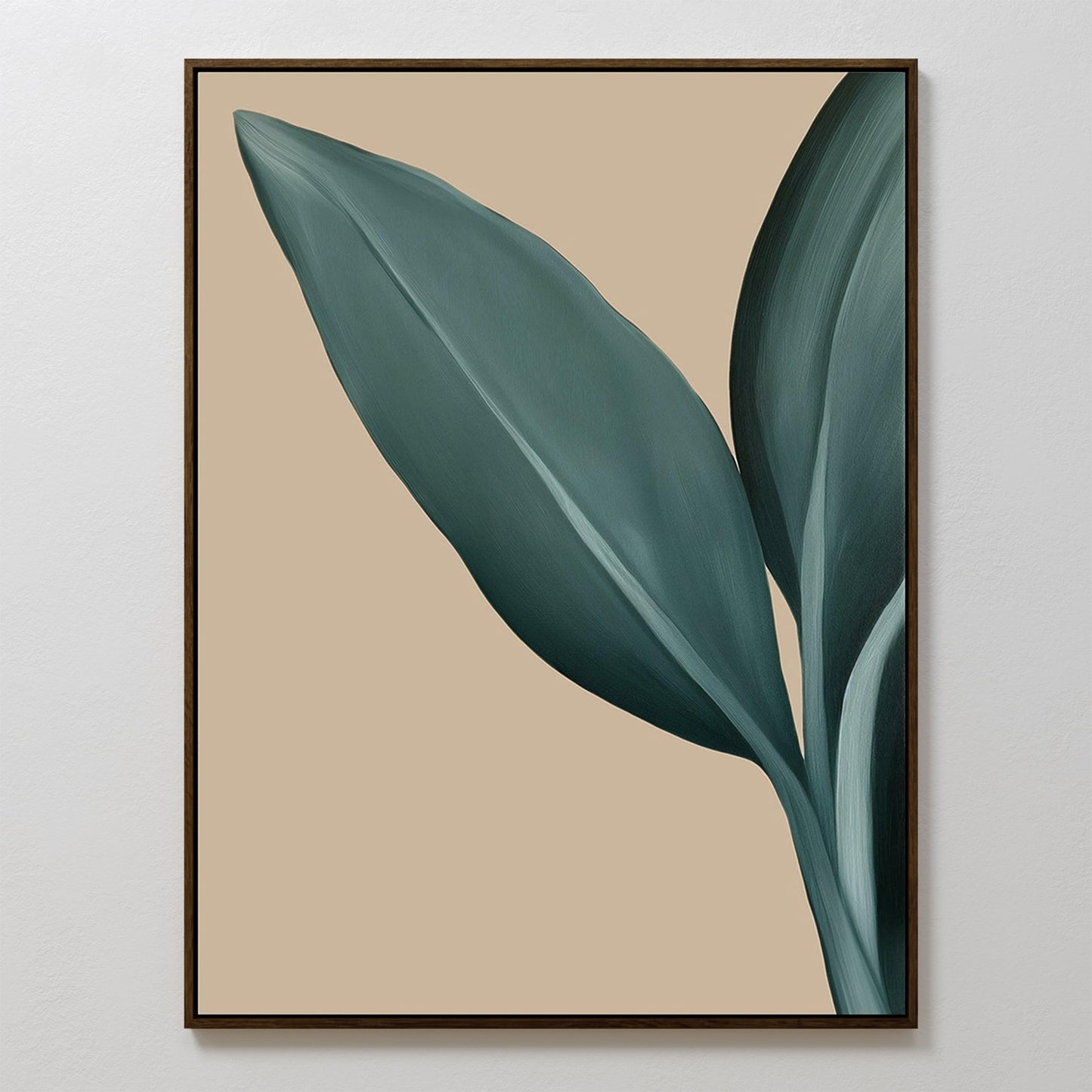 Abstract Green Leaf Oil Painting for Elegant Home Decor