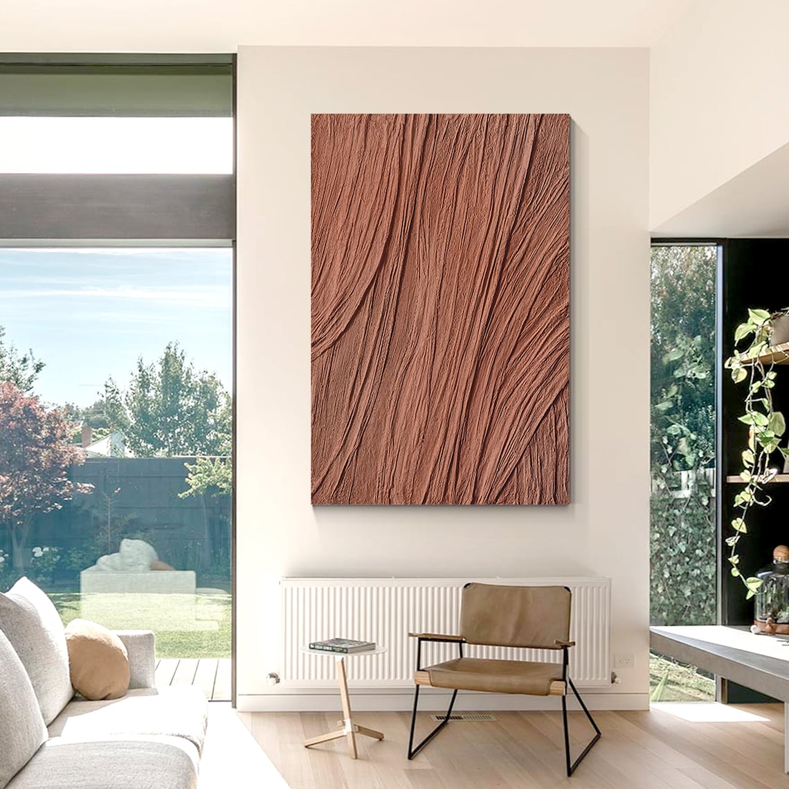 Textured Earth Tones: Abstract Oil Painting for Modern Home Decor