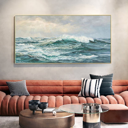 Dynamic Coastal Waves Oil Painting for Serene Home Decor
