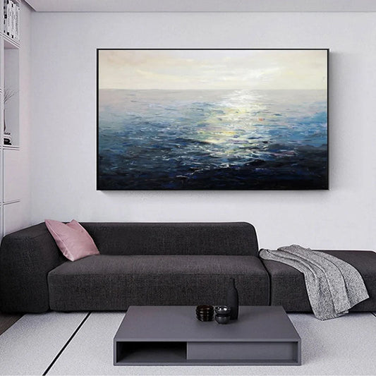 Stunning Ocean Sunrise Oil Painting for Coastal Home Décor