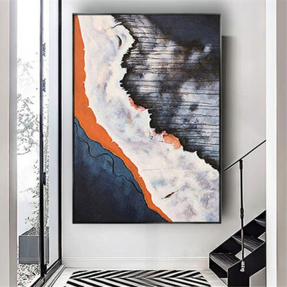 Abstract Coastal Dreamscape Oil Painting for Contemporary Home Decor