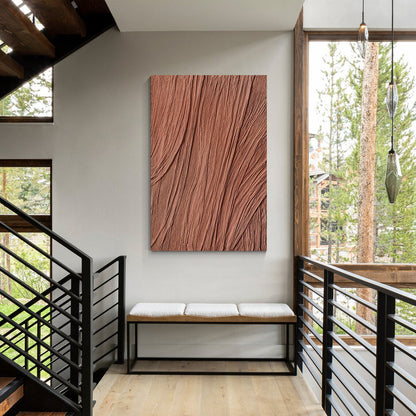 Textured Earth Tones: Abstract Oil Painting for Modern Home Decor