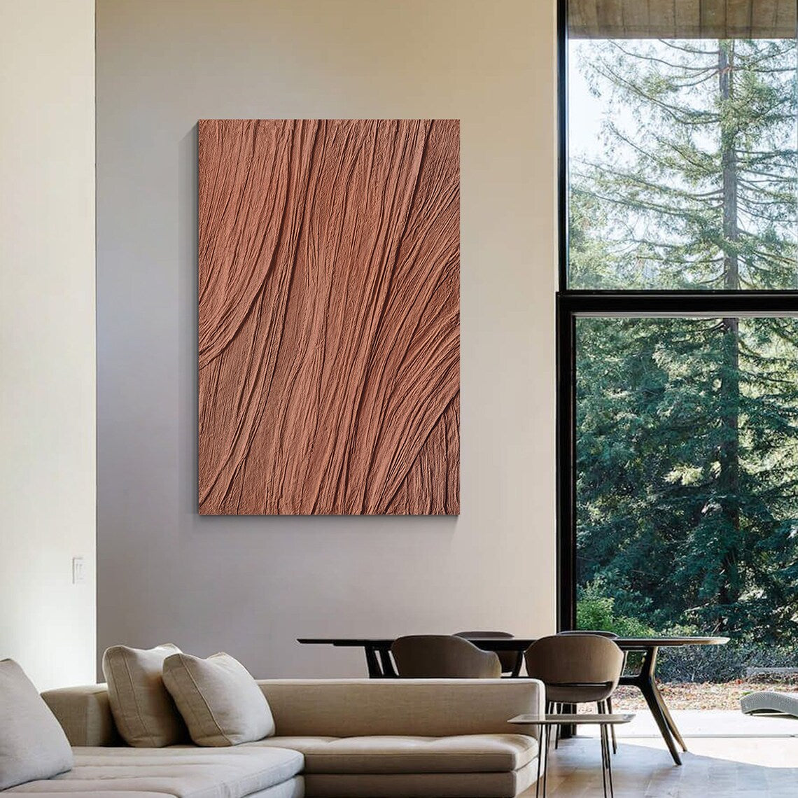 Textured Earth Tones: Abstract Oil Painting for Modern Home Decor