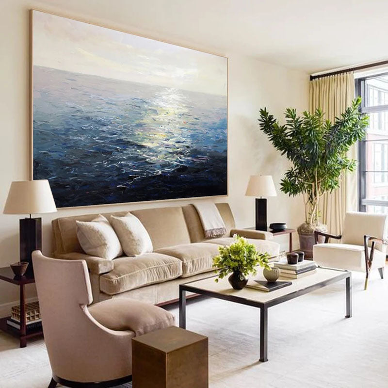 Stunning Ocean Sunrise Oil Painting for Coastal Home Décor