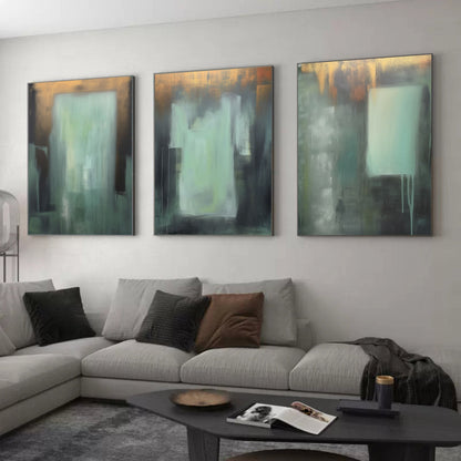 Elegant Abstract Oil Painting Triptych for Modern Home Decor
