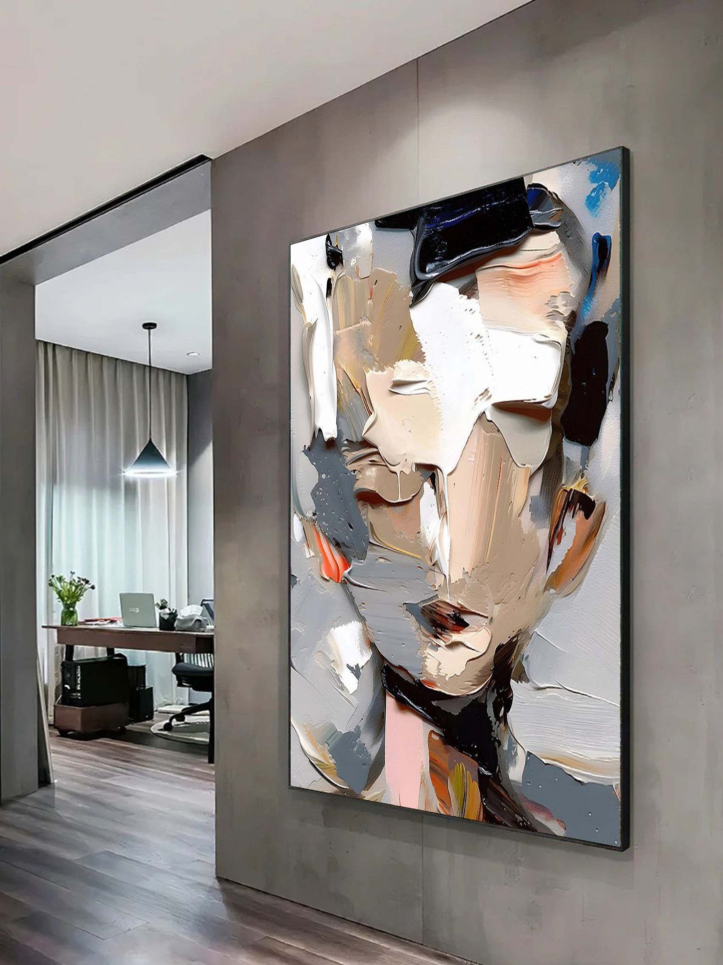 Abstract Oil Painting with Bold Colors and Distinctive Textures