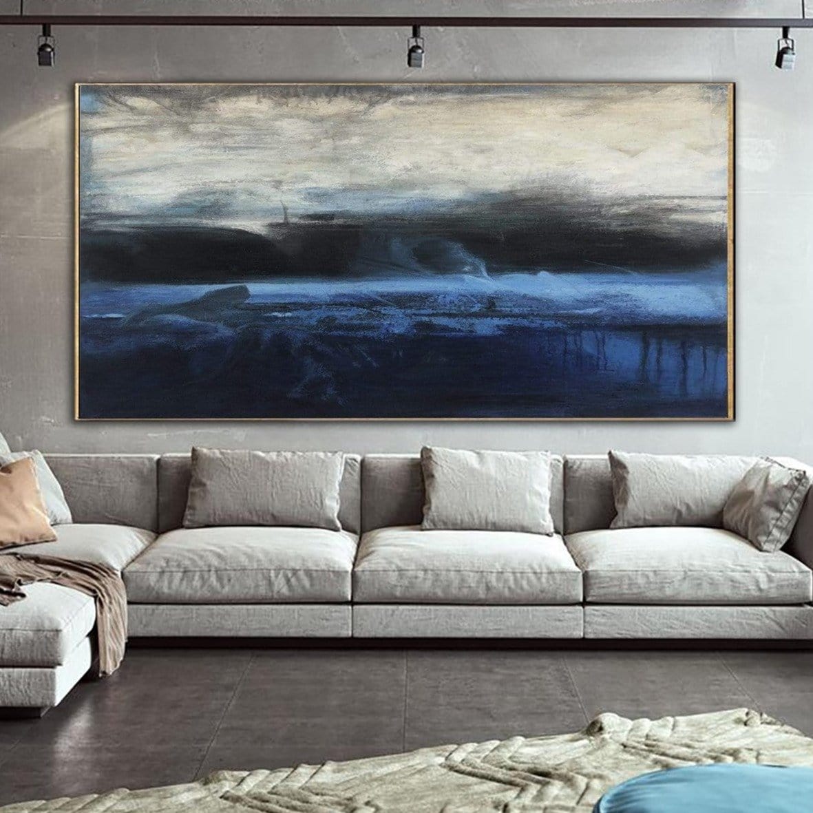 Serene Morning Ocean Landscape Oil Painting for Modern Home Decor