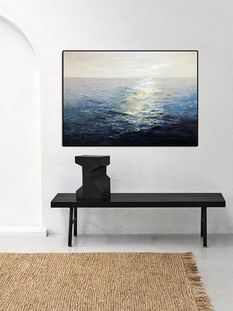 Stunning Ocean Sunrise Oil Painting for Coastal Home Décor