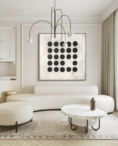 Contemporary Minimalist Geometric Black Dot Artwork for Modern Home Décor