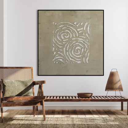 Textured Abstract Art with White and Yellow Circles for Modern Home Decor