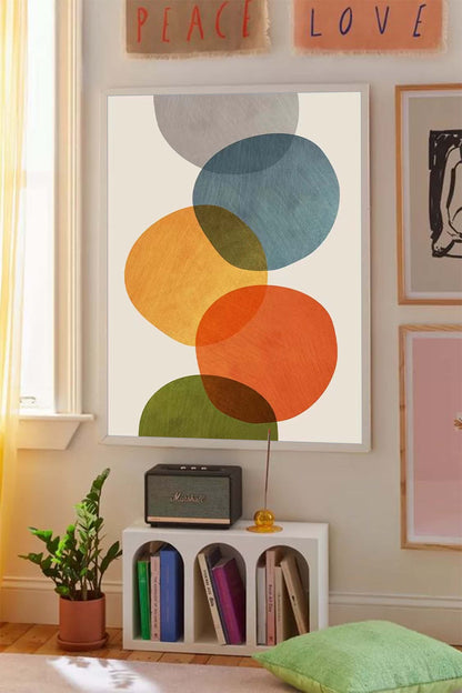 Abstract Colorful Circles Oil Painting for Modern Home Decor