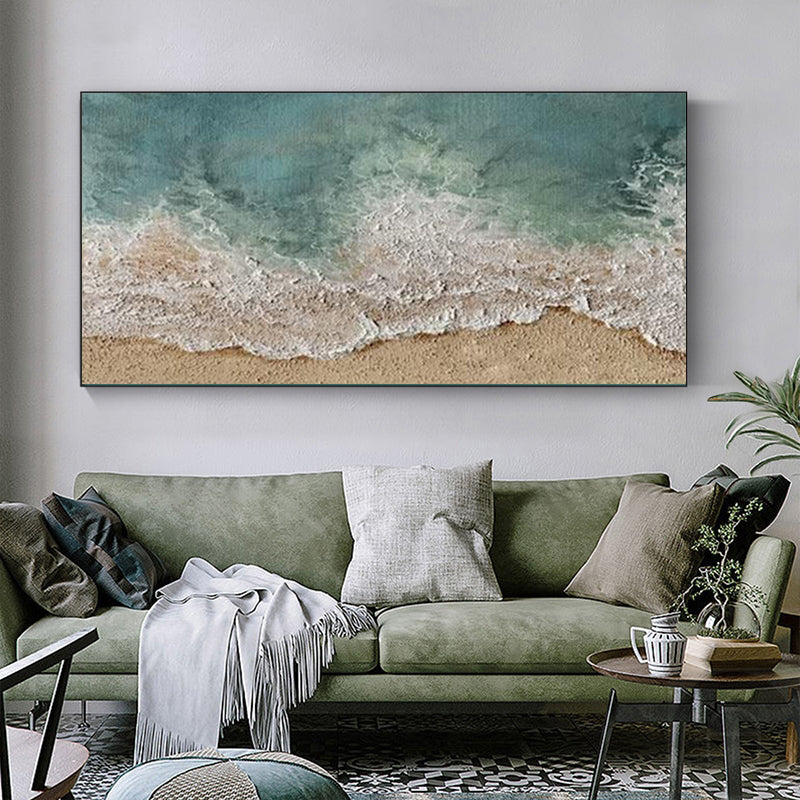 Serene Ocean Wave Art - Coastal Landscape Oil Painting for Home Decor
