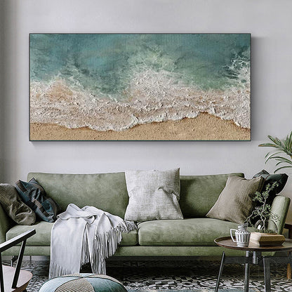 Serene Ocean Wave Art - Coastal Landscape Oil Painting for Home Decor