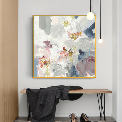 Elegant Floral Oil Painting with Soft Pastels and Bold Textures for Home Decor