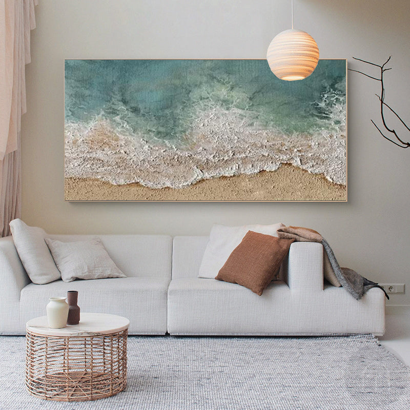 Serene Ocean Wave Art - Coastal Landscape Oil Painting for Home Decor