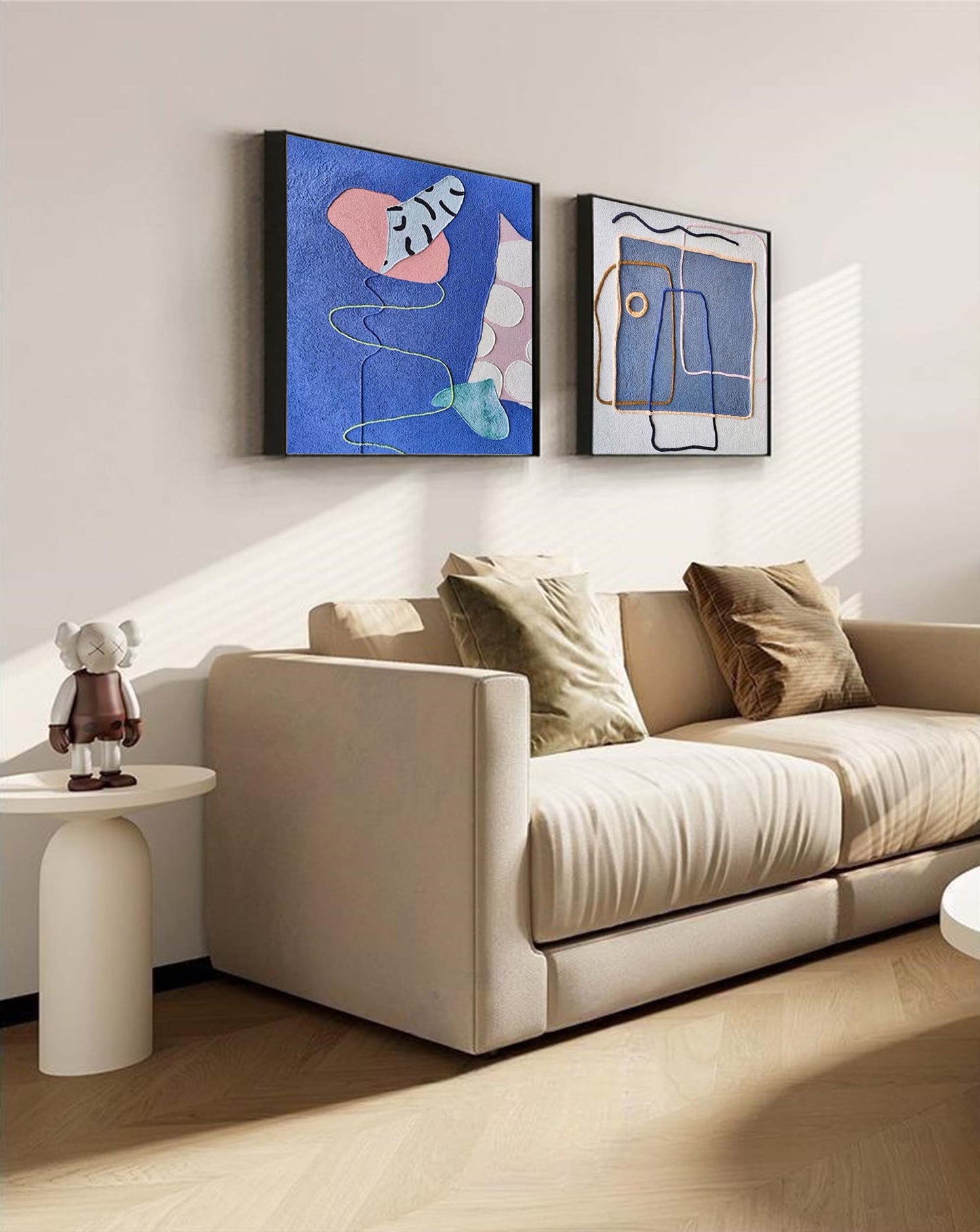 Vibrant Abstract Oil Painting with Colorful Shapes for Modern Home Decor