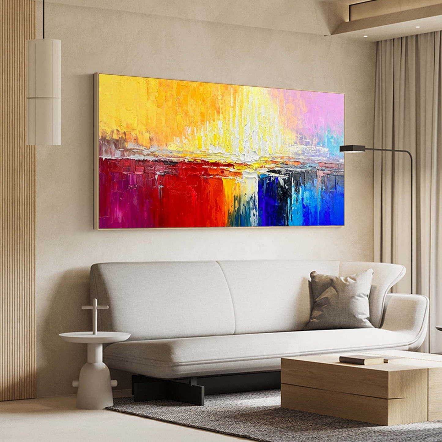 Vibrant Abstract Oil Painting with Bold Colors for Modern Home Decor