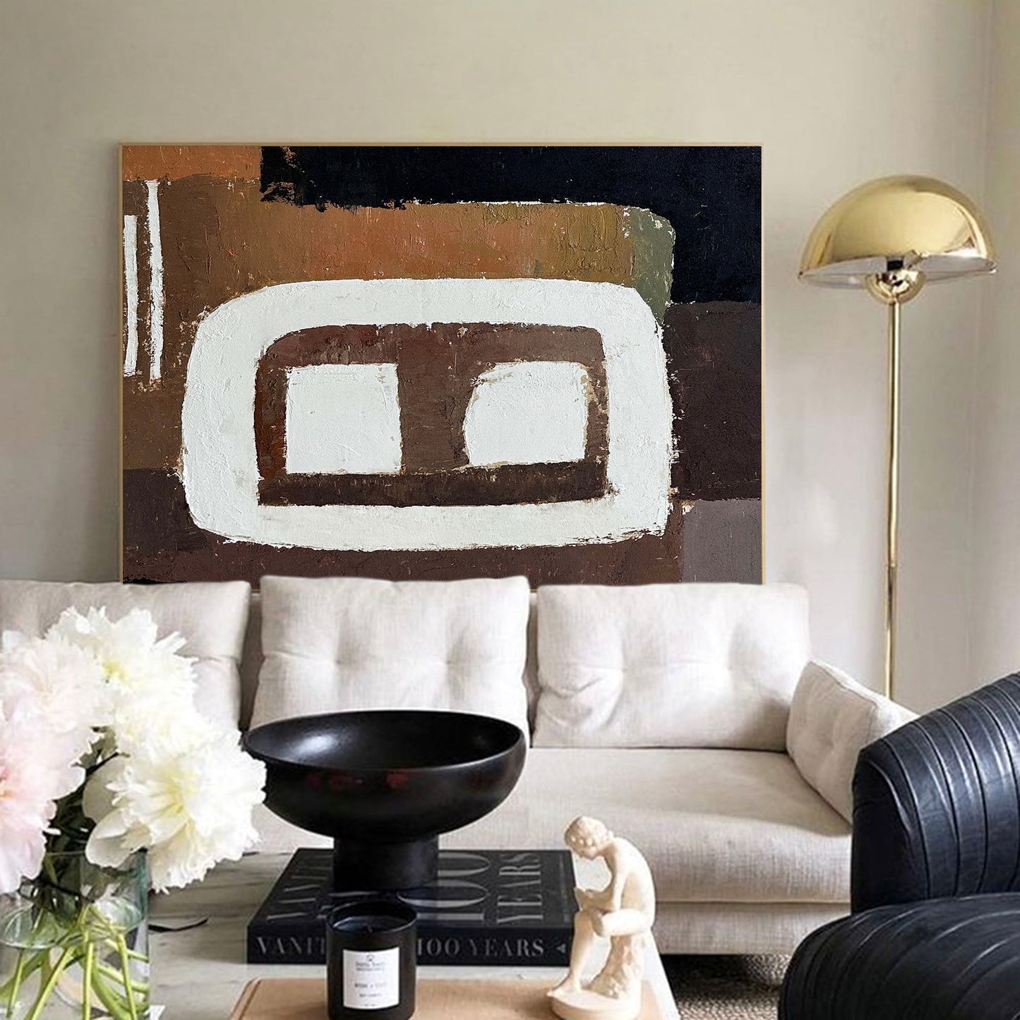 Modern Wabi-Sabi Abstract Oil Painting for Contemporary Home Decor