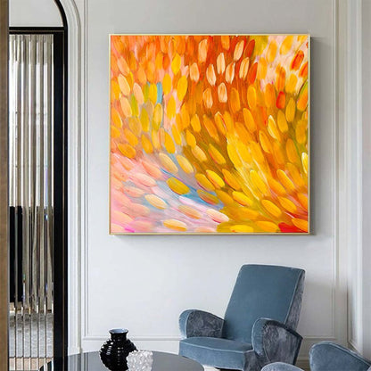 Vibrant Abstract Oil Painting with Bright Colors for Modern Home Decor