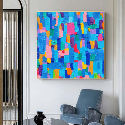 Vibrant Abstract Oil Painting in Bright Colors for Modern Home Décor