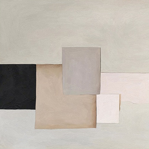 Abstract Mid-Century Modern Oil Painting in Neutral Tones for Elegant Spaces