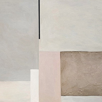 Contemporary Abstract Oil Painting with Muted Tones and Geometric Shapes
