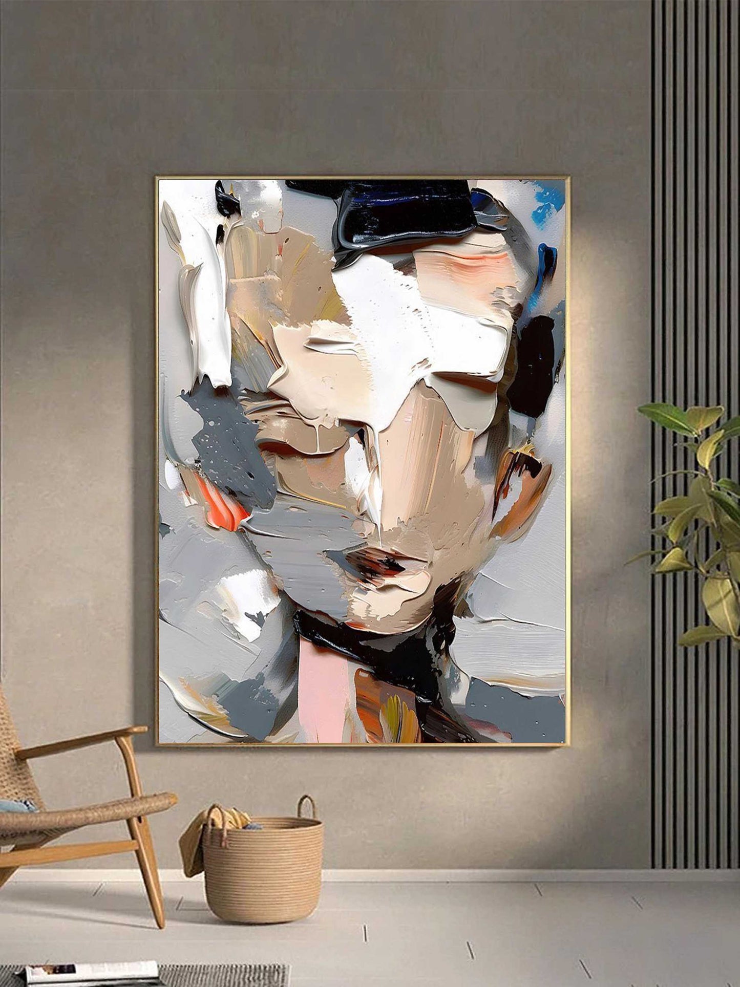 Abstract Oil Painting with Bold Colors and Distinctive Textures
