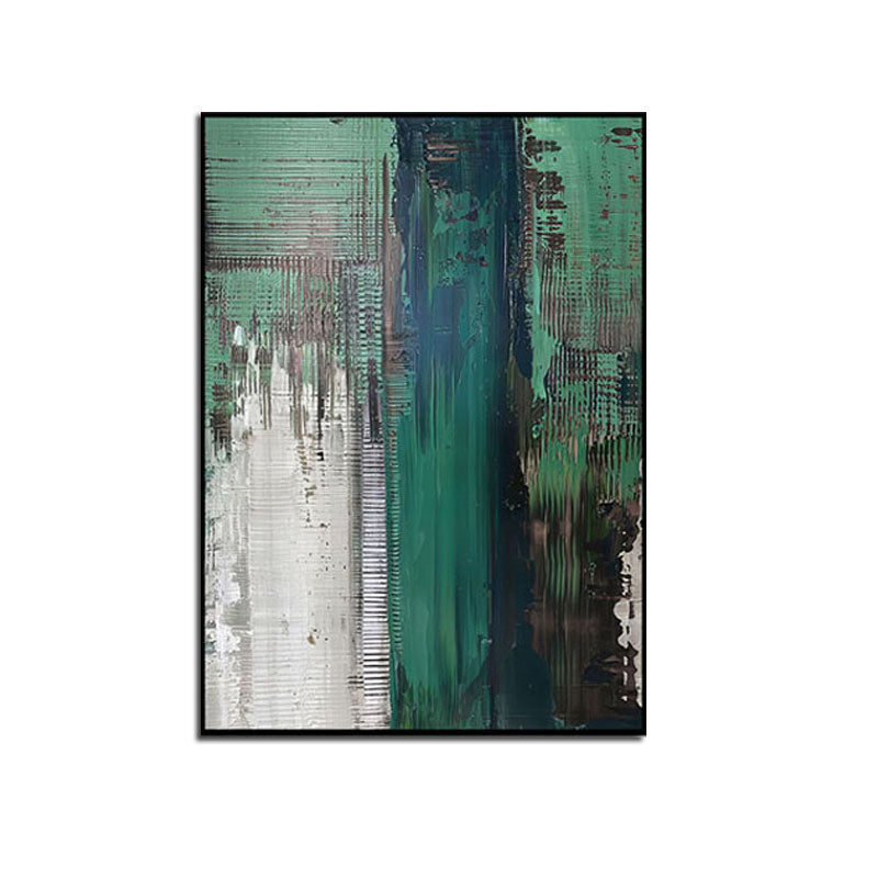 Abstract Green and Black Oil Painting for Modern Home Decor