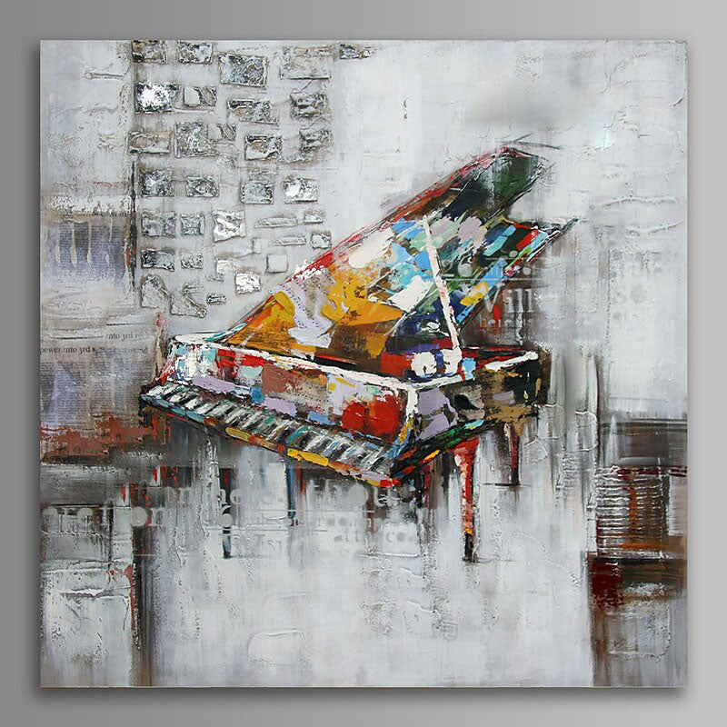 Vibrant Urban Grand Piano Oil Painting for Modern Home Décor