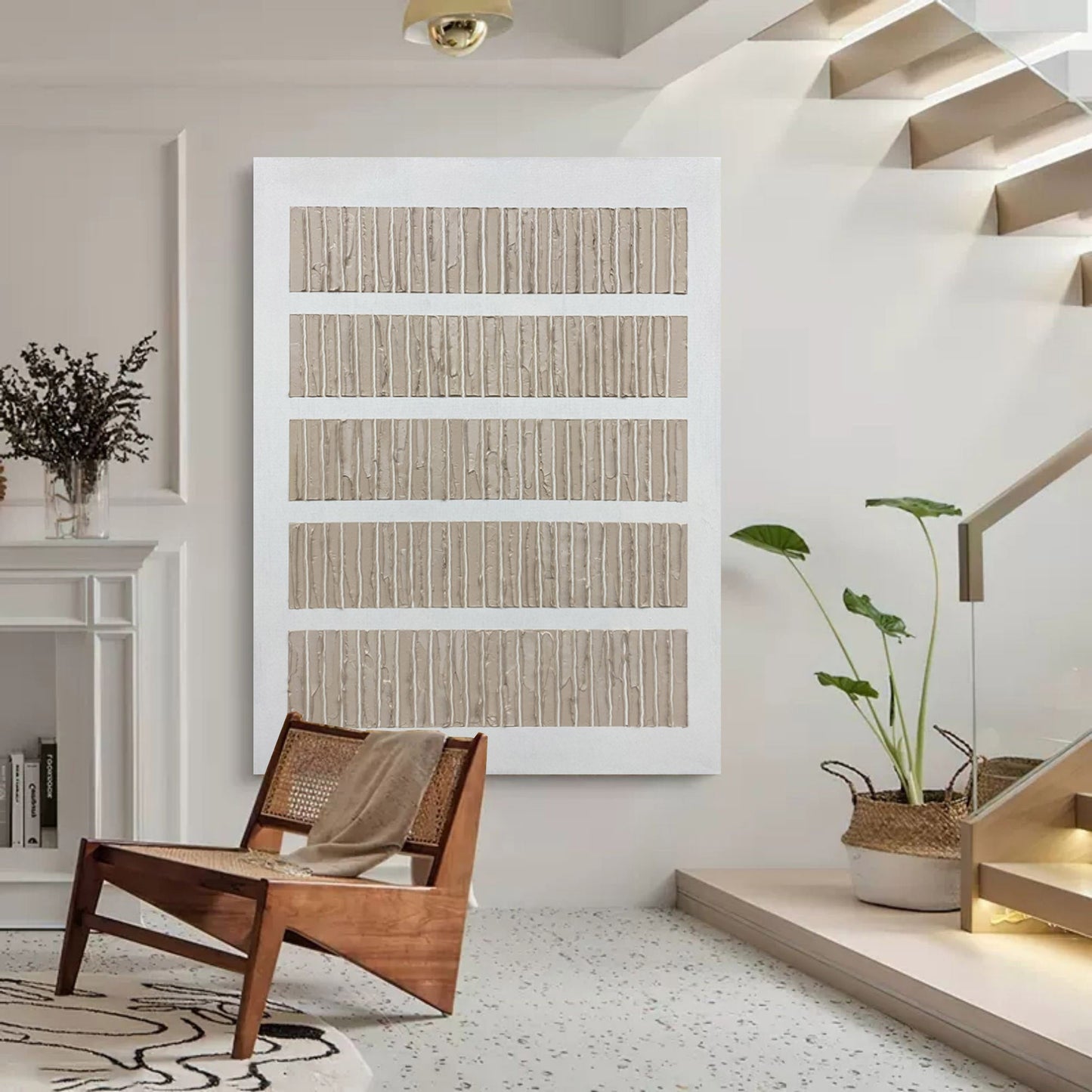Minimalist Wabi-Sabi Oil Painting for Modern Home Décor
