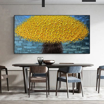 Vibrant Yellow Flowerbed Oil Painting for Home Decor and Art Lovers